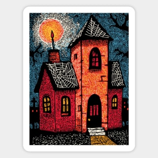 Spooky Haunted House | Gothic Folk Horror Art Magnet